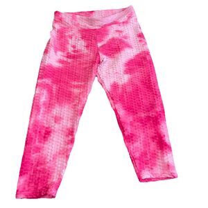 Women Ultra Comfortable Stretchy Pink Tie‎ Dye Leggings  Poly/Spandex Size L